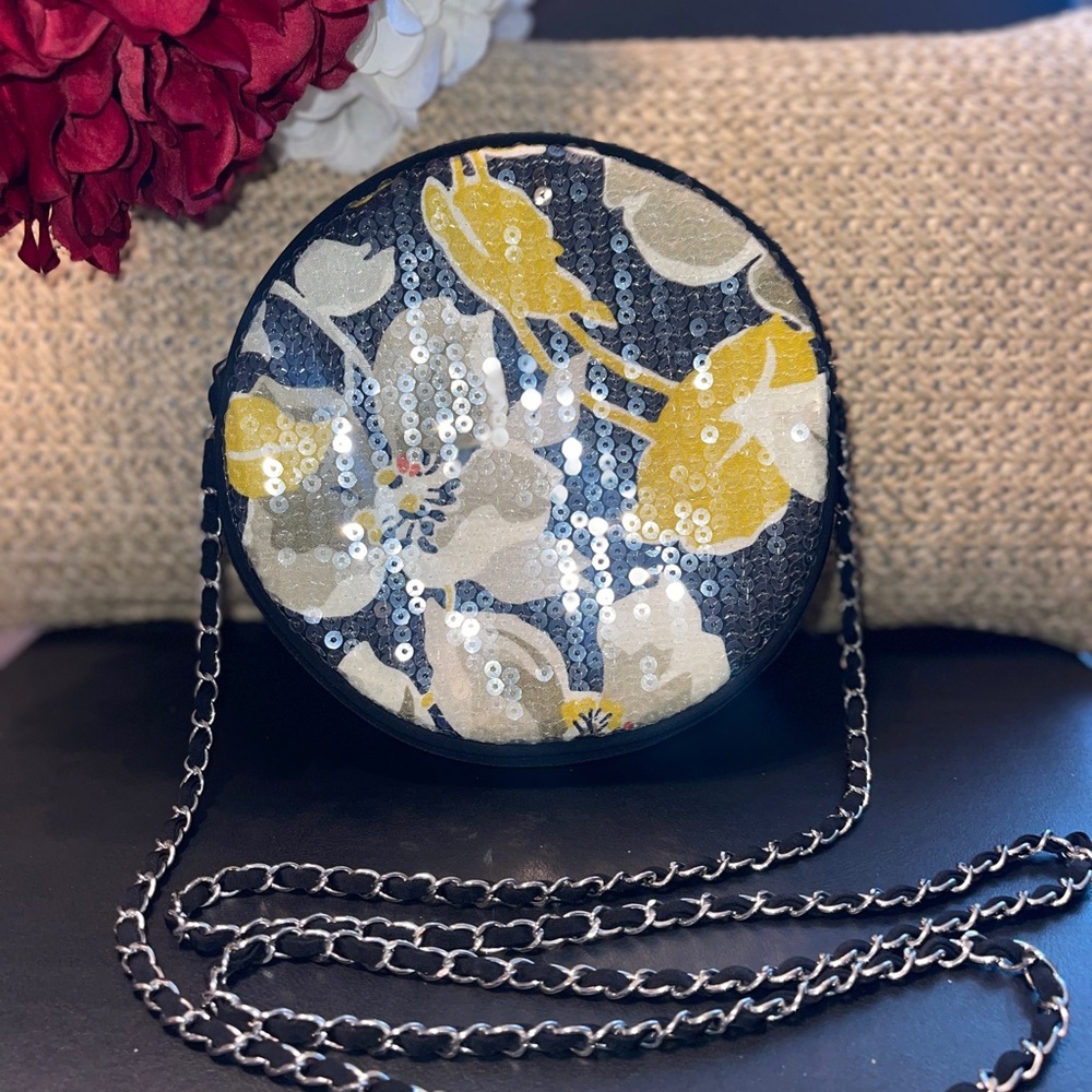 Vera Bradley Sequin Floral Clutch - Black and Yellow